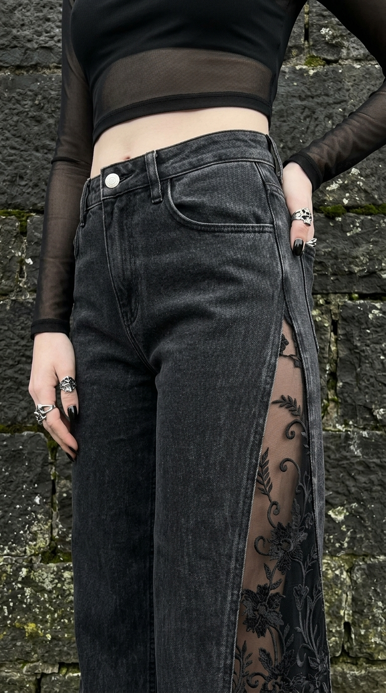 MorvaneWear Nightshade Lace Jeans